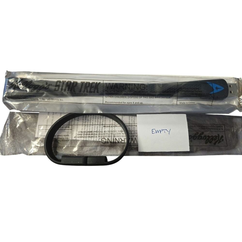 Set of 2 2009 Kellogg's Star Trek USB Bracelet Black/Blue 1‎ NIB one EUC